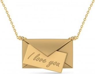 Allurez I Love You Envelope Pendant Necklace 14K Yellow Gold