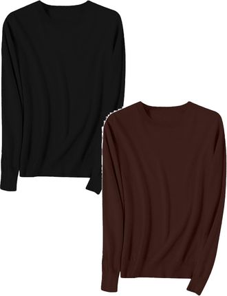 Generic Womens Jumpers Ladies Jumpers 2025 Autumn Winter Classic Crew Neck Solid Color Knitted Cardigan Soft Sweater Oversized Cotton Sweaters Lightweight Jum