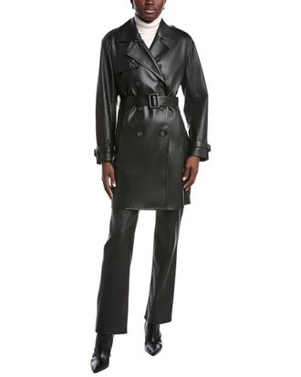 Kenneth Cole Faux Leather Trench Coat