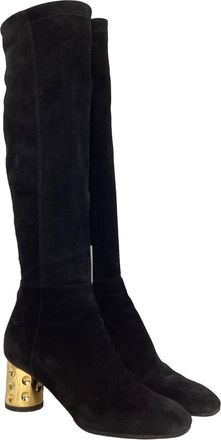 Louis Vuitton Womens Suede Zipped Over-The-Knee Boot (Authentic Pre-Loved)