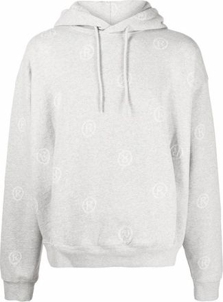 Martine Rose Hoodies, male, Gray, S, Monogram Pattern Hoodie with Drawstring