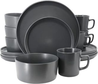 Elama Luxmatte Dark Grey 16 Piece Dinnerware Set at Nordstrom