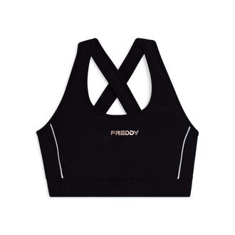 Freddy Top tecnico con spalline incrociate e profili bianchi