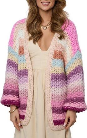 Saachi Mayflower Stripe Crochet Cardigan in Pink Multi at Nordstrom Rack