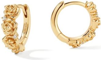 Made by Mary Cubic Zirconia Birthstone Flower Huggie Hoop Earrings in Gold September at Nordstrom