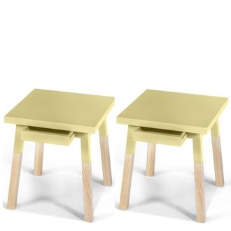 Mon Petit Meuble Fran&ccedil;ais 2 mesitas de noche lacadas con 1 caj&oacute;n, asiento 40 cm