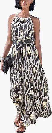 Lascana High Neck Sleeveless Maxi Dress in Black & Grey at Nordstrom, Size 14