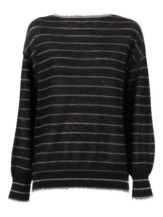 KANGRA striped frayed-edge sweater - women - Polyamide/Wool/Alpaca Wool - 44 - Black