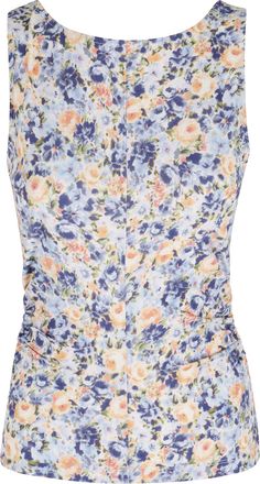 Ulla Johnson Blue Loulou Open-Back Floral-Print Rayon Tank Top