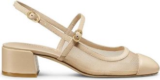 Stuart Weitzman Maeve 35 Leather Slingback Heels, Brand Size 38 ( US Size 7.5 )