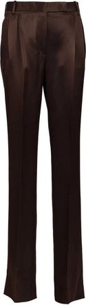 Tom Ford Geplooide Broek - Dames - Wijde Broeken - Bruin - XS - Satijn - Broeken