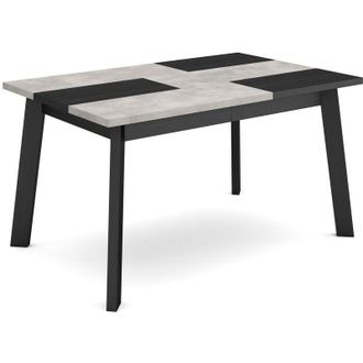 Skraut Home Skraut Home - Mesa Comedor, Mesa Fija Cocina Y Sal&oacute;n, 140, Para 6 Comensales, Patas De Madera, Estilo Moderno, Gris Cemento
