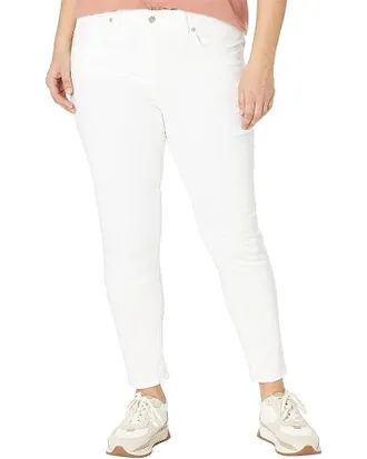 Madewell Womens Madewell Plus 9 Jeans White Stretch Skinny 9 Mid-Rise Cropped JDM108