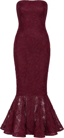 Rotate Textured Floral Mesh Mermaid Evening Dress