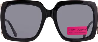Betsey Johnson Betsy Johnson Smoke Square Ladies Sunglasses 10260844.LTS BLKSMK