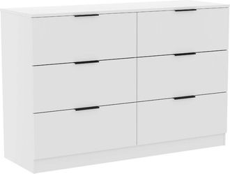 Home Discount Trega 6 Drawer Chest of Drawers Bedroom Furniture Storage Unit, H 80 x W 110 x D 36 cm, White