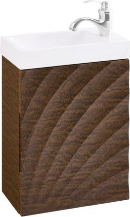 SoBuy BZR197-N Armario Colgante para Cuarto de Baño con 1 Puerta y 1 Lavabo Marrón 40 x 22 x 56 cm - Sobuy