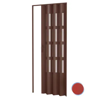 Pinto Puerta Plegable De Interior En Kit Con Vidrios De Pvc Mod. Sonia Rojo 82x220 Cm