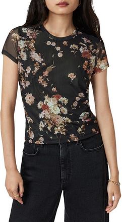 AllSaints Ellie Mesh Tee in Armada Black at Nordstrom, Size 10 Us
