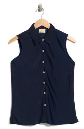 Elie Tahari Sleeveless Button-Up Shirt in Navy at Nordstrom Rack, Size X-Small