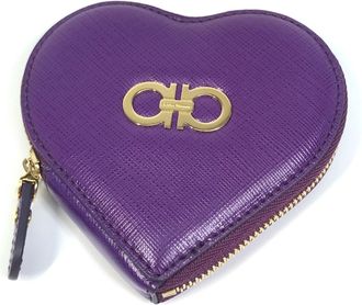 Ferragamo Gancini Purple Leather Coin Purse/Coin Case (Pre-Owned)