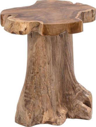 Jonathan Y Designs Amara Rustic Modern Handcrafted Live Edge Solid Teak Wood Stump Stool in Natural at Nordstrom