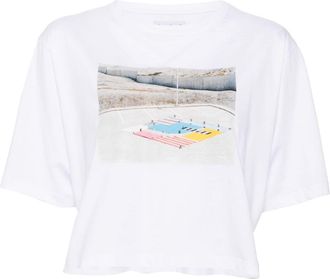 agnès b. printed cropped t-shirt - women - Cotton - 2 - White