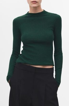 Mango Mock Neck Rib Sweater in Dark Green at Nordstrom Rack, Size X-Small