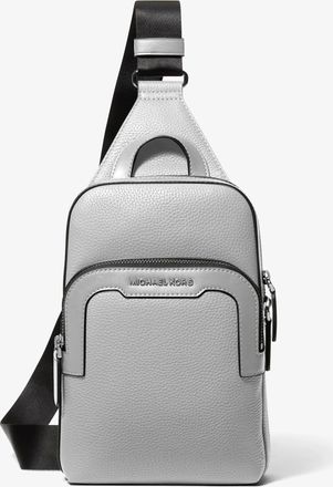 Michael Kors Hudson Medium Pebbled Leather Double-Zip Sling Bag