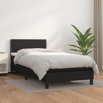 vidaXL Cama Box Spring Con Colch&oacute;n Cuero Sint&eacute;tico Negro 90x190 Cm Vidaxl