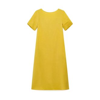 Maliparmi Tijdloze Linnen Jurk - Dames - Casual kleedjes - Geel - M - Linnen - Kleedjes