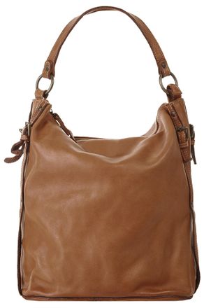 Cluty Umh&auml;ngetasche CLUTY, Damen, Gr. B/H/T: 33cm x 30cm x 14cm onesize, braun (cognac), Leder, Strukturmuster, Taschen Umh&auml;ngetasche, echt Leder, Made in I