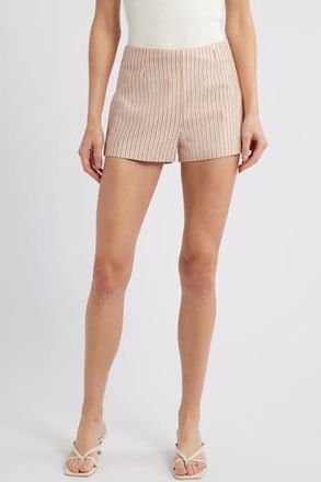 Faithfull The Brand Noto Cotton Blend Micro Shorts in Pinstripe Garnet/Blush at Nordstrom Rack, Size Xx-Large
