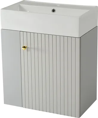 STILVORA Mueble Bajo Lavabo Suspendido Con Armario Y Estantes Laterales, En Tablero De Part&iacute;culas, Gris Y Blanco, Ba&ntilde;o
