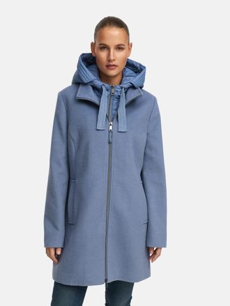 Manisa Wolljacke MANISA, Damen, Gr. 42, blau (grau blau), Web, Obermaterial: 50% Wolle, 50% Polyester. Futter: 100% Polyester, unifarben, normal kniefrei, Ru