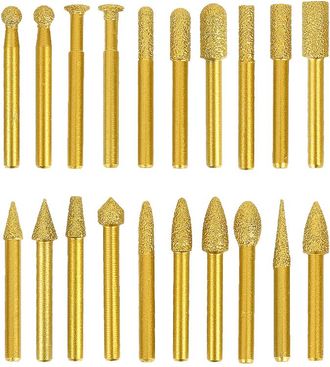 OEM Juego De 20 Cabezales De Pulido De Diamante Soldados Con V&aacute;stago Redondo De Hierro Fundido, Cortadores De Grabado