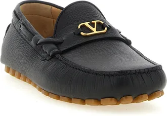 Valentino Garavani Mens Black Calfskin Slip-On Loafers