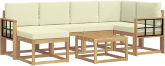 vidaXL Conjunto De Sof&aacute;s De Exterior 7 Uds. Blanco Y Crema Vidaxl