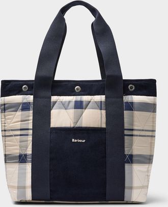 Barbour Womens Healy check and corduroy quilted tote bag