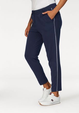 Kangaroos Jogger Pants KANGAROOS, Damen, Gr. 46, N-Gr, blau (marine), Sweatware, Obermaterial: 95% Baumwolle, 5% Elasthan, kontrastfarbene Details, unifarben, b