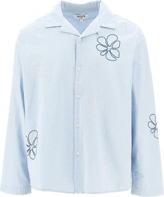 Wax London Corey embroidered cotton and linen shirt Man S