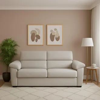 Dmora Divano Fisso 3 Posti Giffone, Sfoderabile, Lavabile Made In Italy, Braccioli, 225x95 Cm Beige