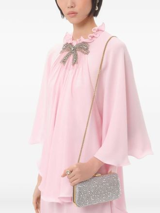 Valentino Garavani Carry Secrets rhinestone-embellished clutch bag - women - Lamb Skin/Metal/Rhinestone/Nappa Leather - One Size - Silver