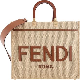 Fendi Sunshine Medium Shopper In Natural Straw