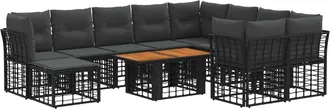 vidaXL Conjunto De Sof&aacute;s De Jard&iacute;n 11 Uds. Negro Y Gris Oscuro Vidaxl