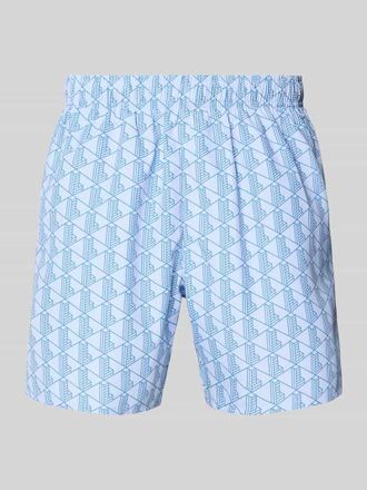 Lacoste Badehose mit Logo-Muster in Hellblau, Gr&ouml;&szlig;e XL