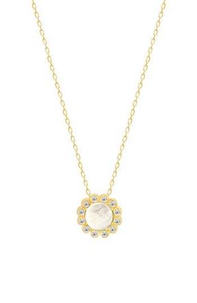 Gabi Rielle 14K Gold Plate Sterling Silver CZ & Mother of Pearl Pendant Necklace at Nordstrom Rack