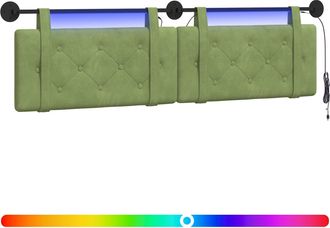 vidaXL Cabecero Colgante Con Luz Led Verde Claro Terciopelo Vidaxl