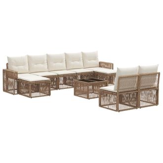 vidaXL Conjunto De Sof&aacute;s De Jard&iacute;n 10 Pcs Beige Y Blanco Crema Vidaxl