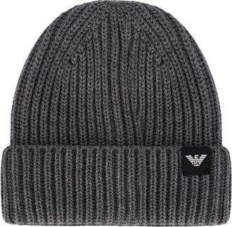 Emporio Armani Geribbelde muts - Heren - Accessoires - Grijs - Maat: M Zijde